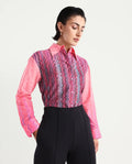 Rareism Women's Spezia Multi Cotton Drop Collar Abstract Print Cuffed Sleeve Regular Fit Shirt