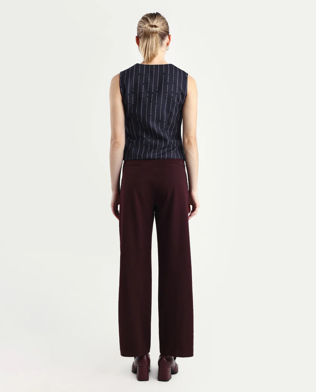 Rareism Women Srait Maroon Polyester Blend Button Closure Straight Fit Plain Travel Trouser