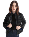 Rareism Women's Stein Navy Polyester Mandarin Collar Plain Regular Fit Jacket