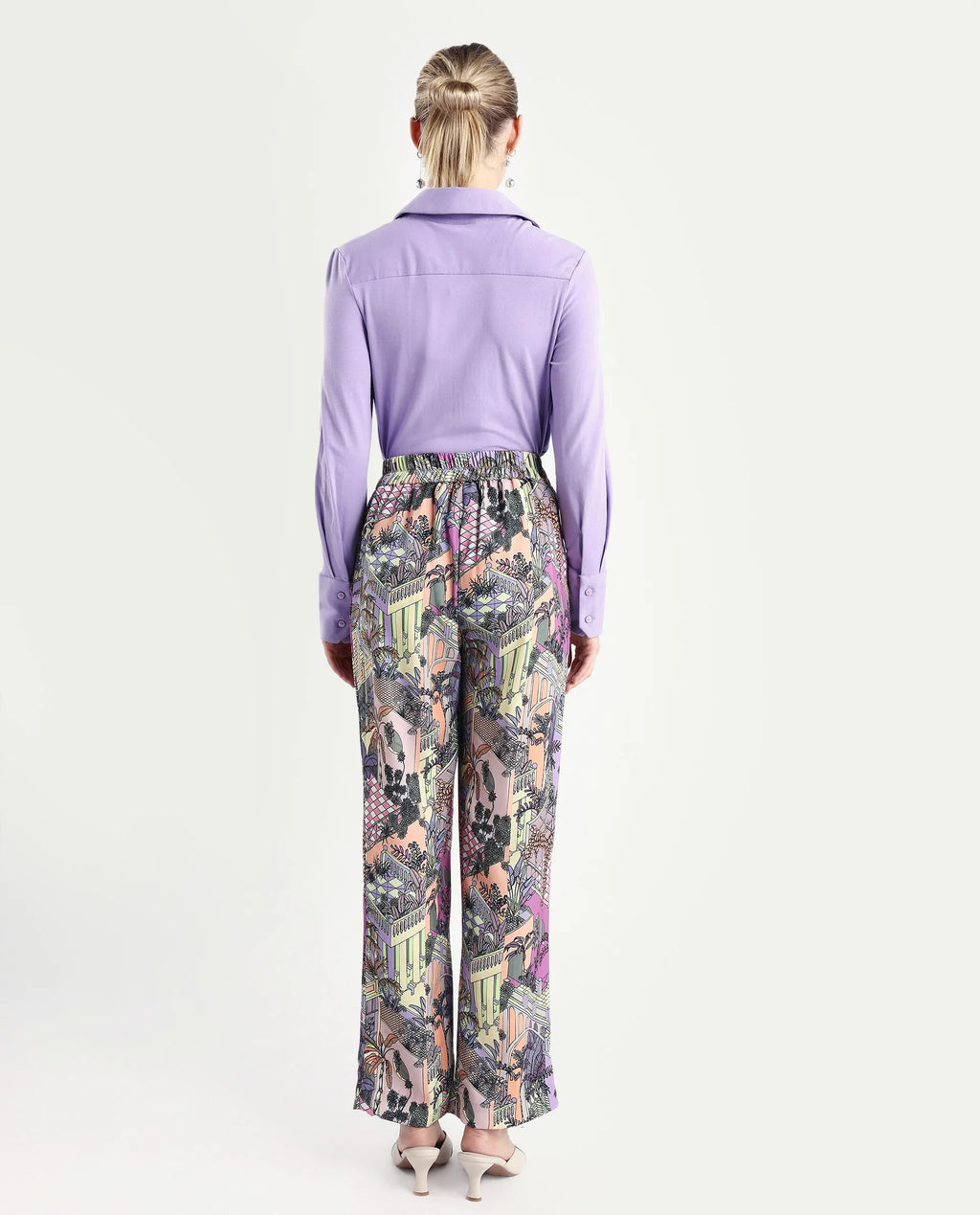 Rareism Women's Stevie-B Light Multi Polyester Abstract Print Ankle Length Straight Fit Trouser