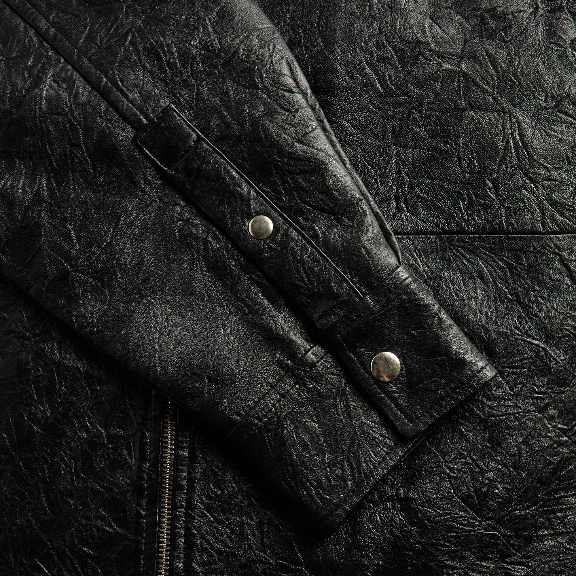 Sunflower Crinkle Leather Shirt - Black