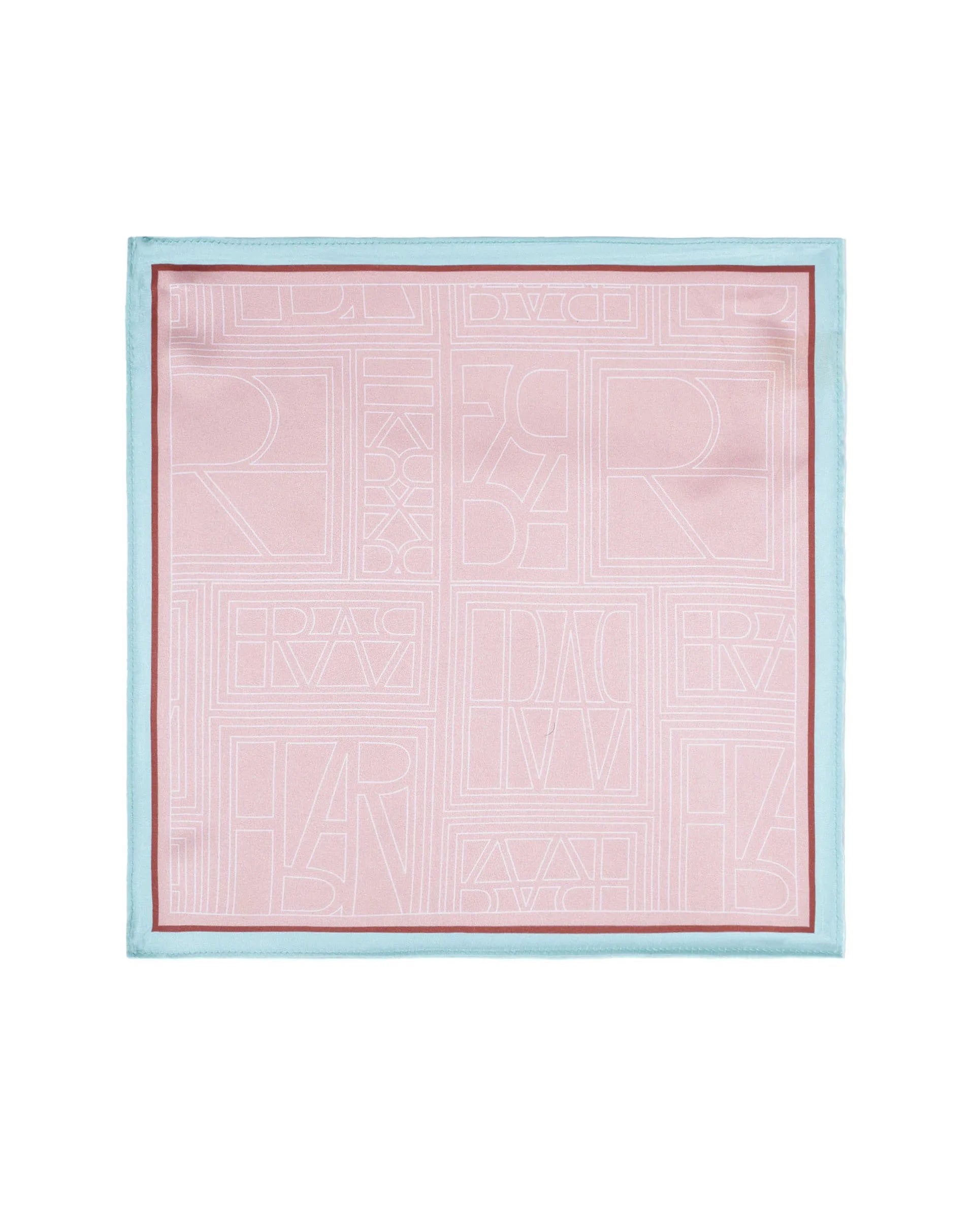 Rare Rabbit Men's Dani Light Pink Silk Fabric Monogram Print Pocket Square