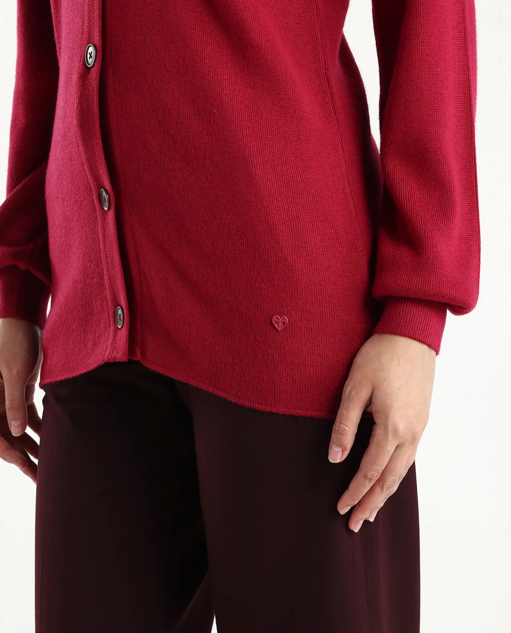Rareism Women's Telkon Light Maroon Viscose Spread Collar Plain Regular Fit Sweater
