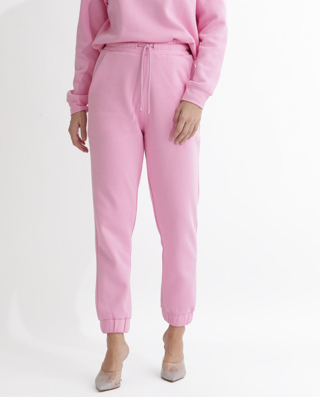 Rareism Women's Terac F Light Pink Polyester Blend Plain Ankle Length Regular Fit Track Pant