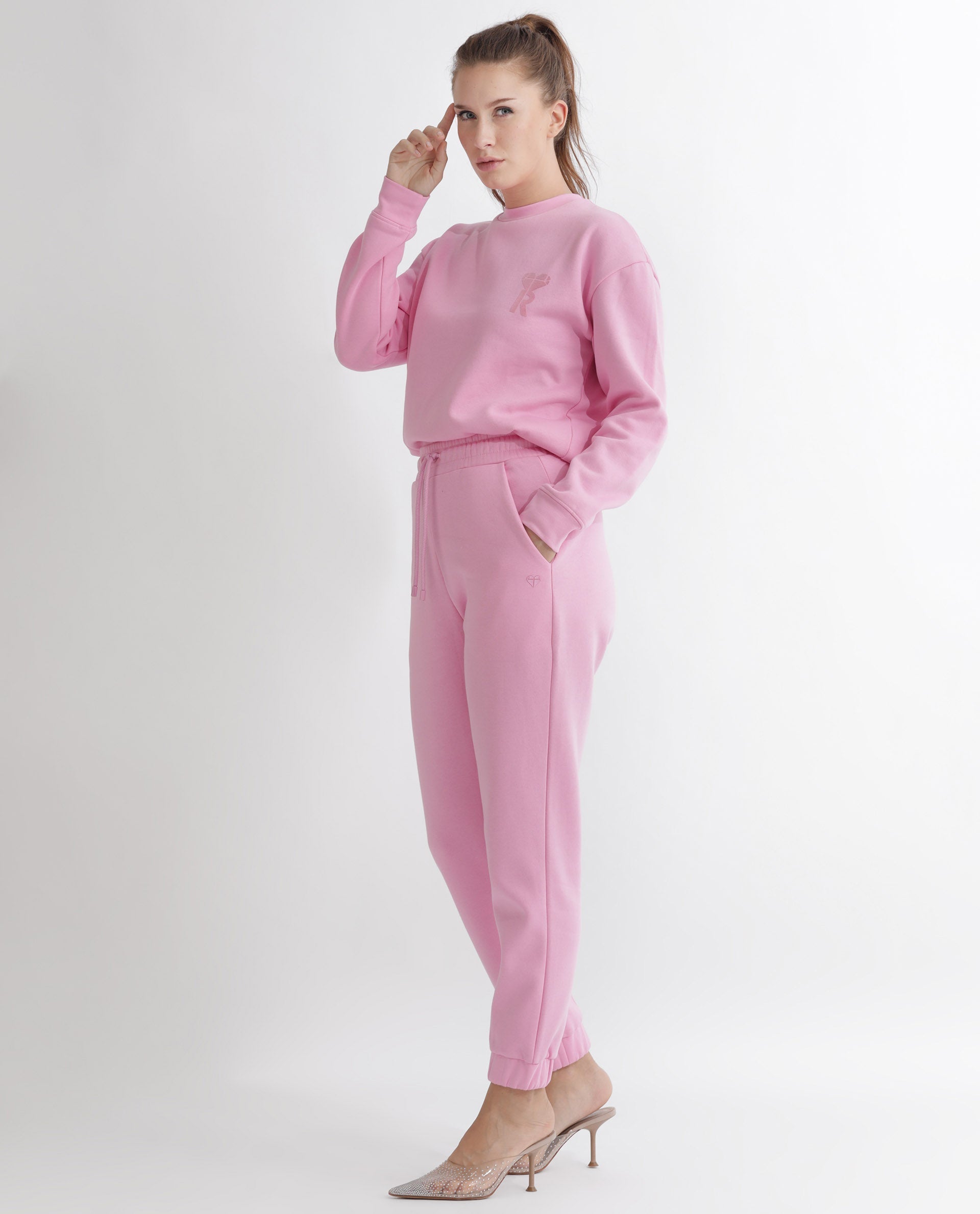 Rareism Women's Terac F Light Pink Polyester Blend Plain Ankle Length Regular Fit Track Pant