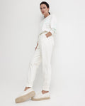 Rareism Women's Terac Off White Polyester Blend Plain Ankle Length Regular Fit Track Pant