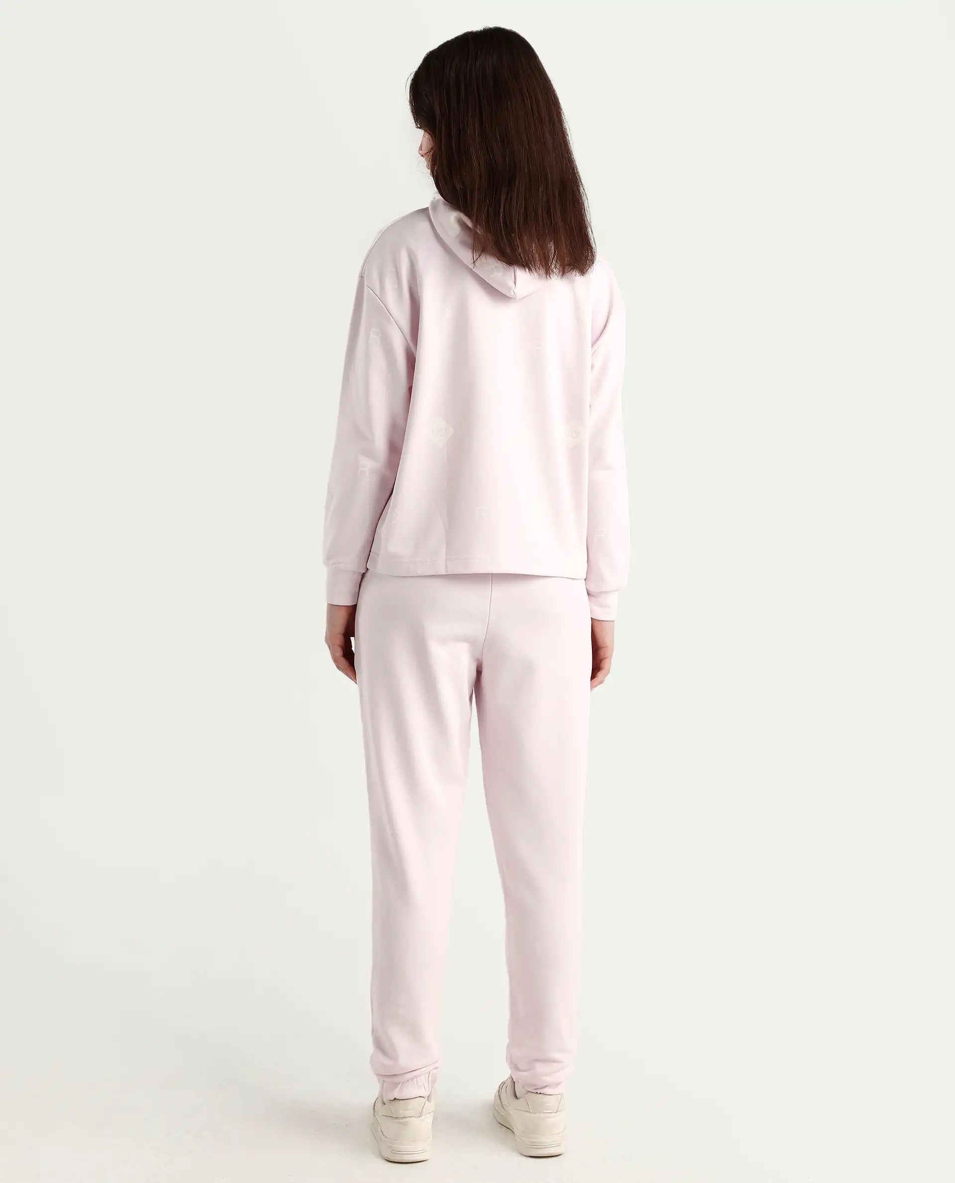 Rareism Women's Terac T Light Pink Polyester Blend Plain Ankle Length Regular Fit Track Pant