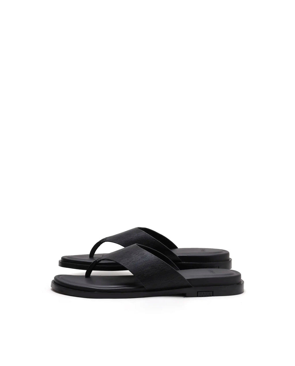 Rarez Men's Tong Black Leather Regular Sandal