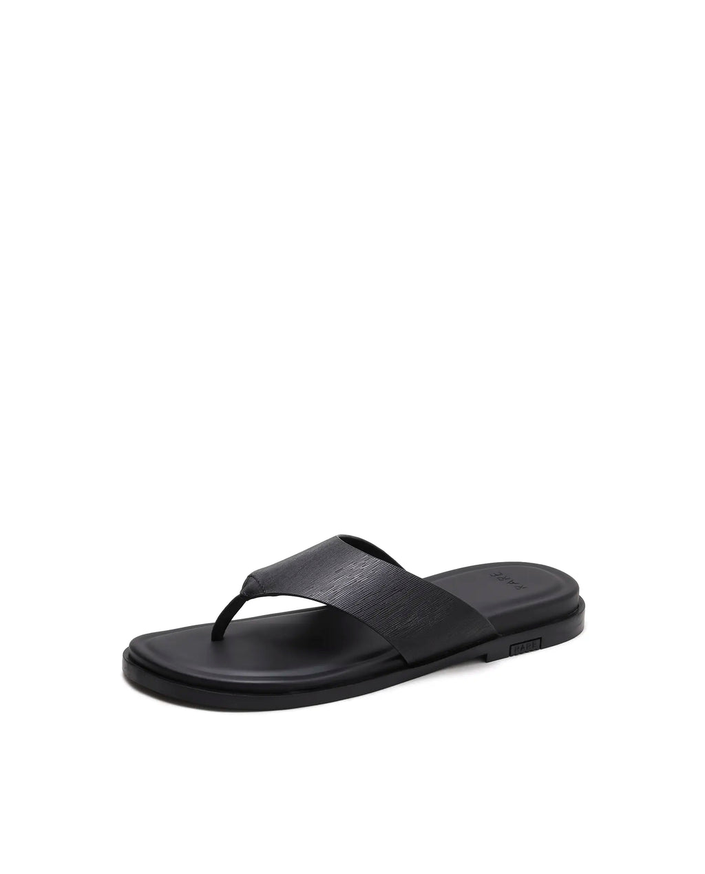 Rarez Men's Tong Black Leather Regular Sandal