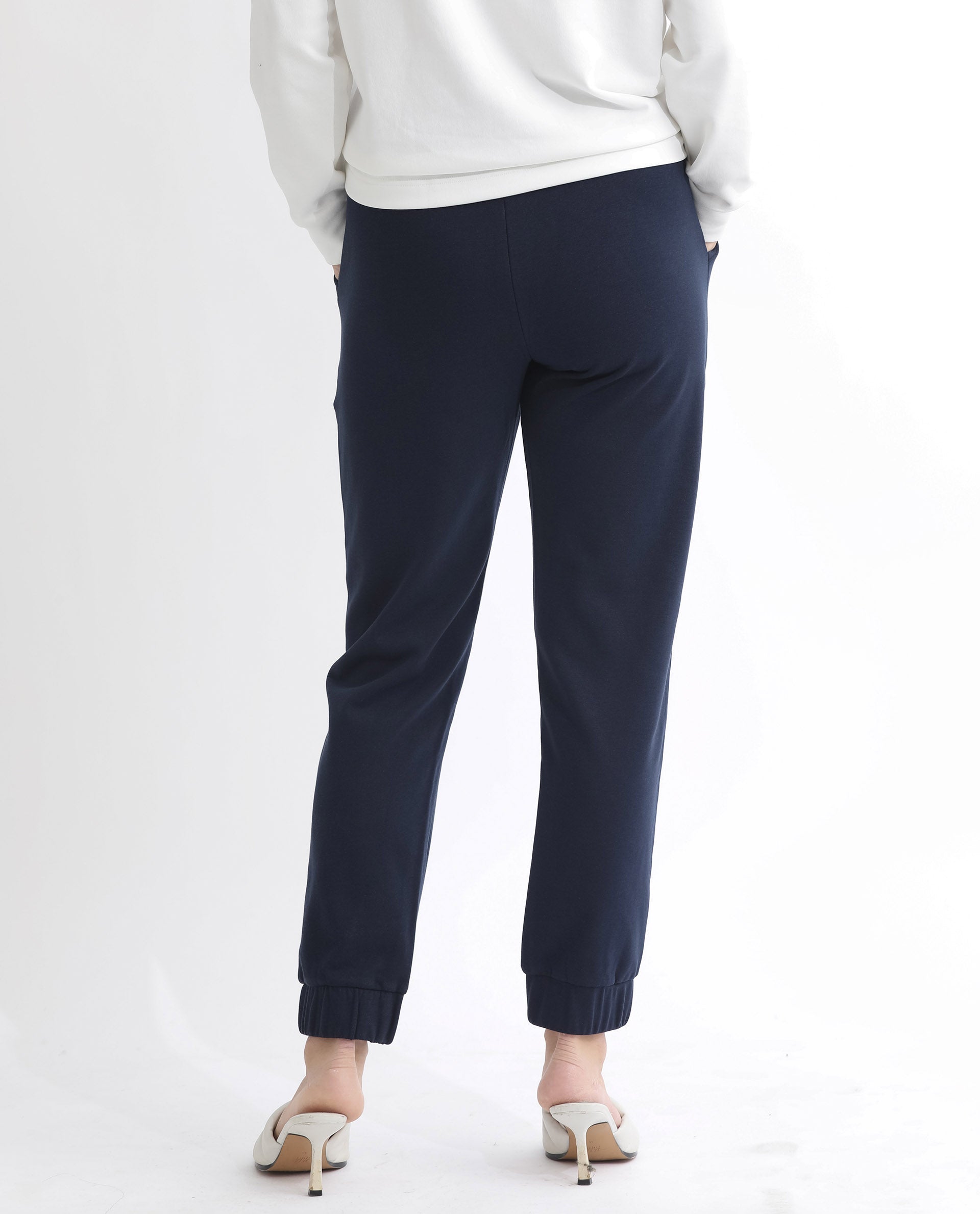 Rareism Women's Terac T Navy Polyester Blend Plain Ankle Length Regular Fit Track Pant