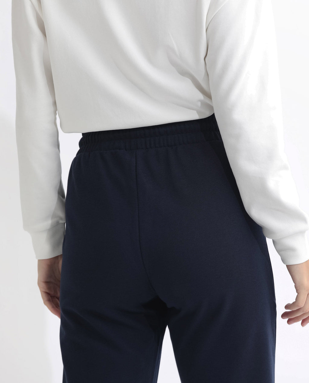 Rareism Women's Terac T Navy Polyester Blend Plain Ankle Length Regular Fit Track Pant