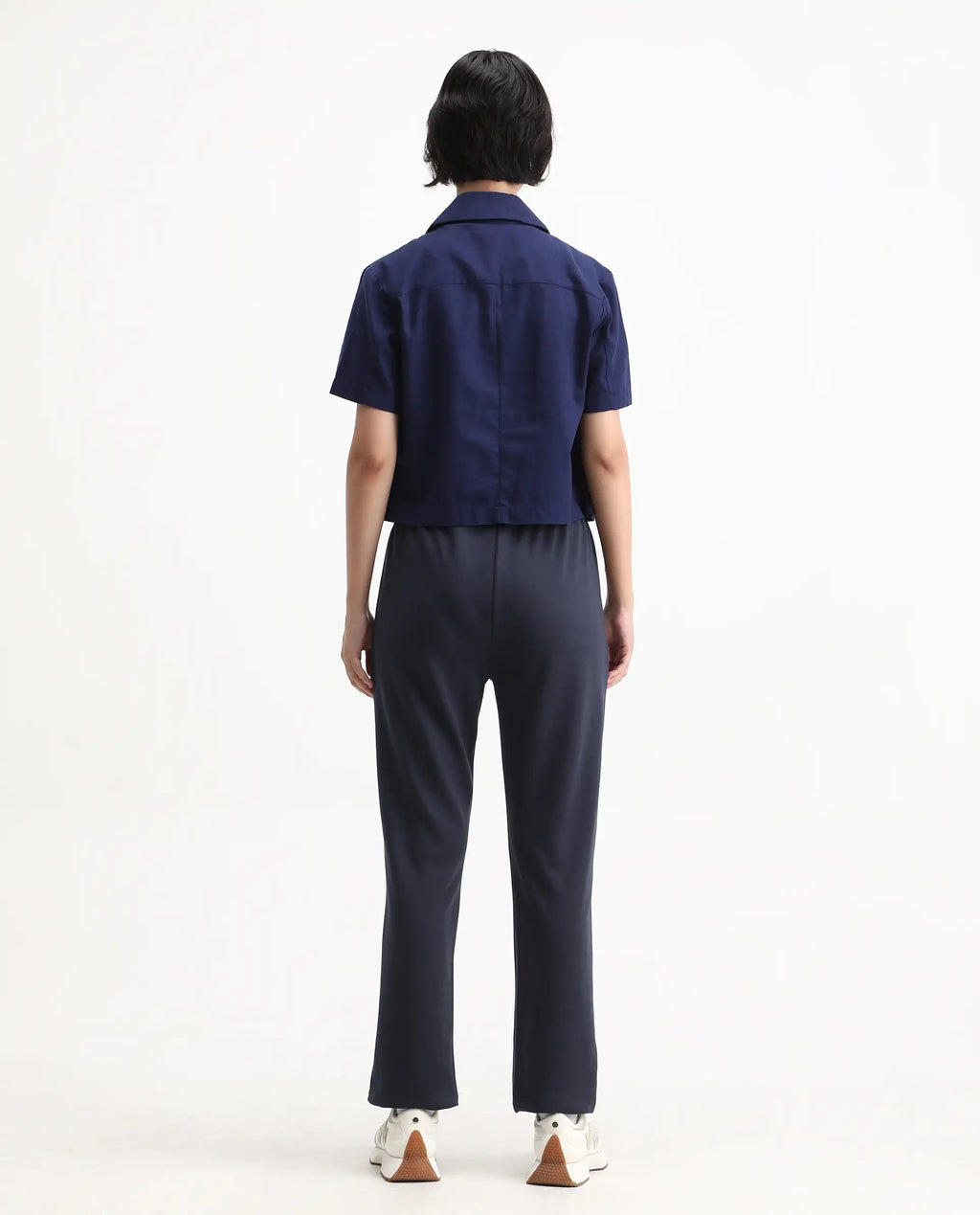 Rareism Women's Tribon Navy Cotton Blend Straight Fit Track Pant