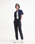 Rareism Women's Tribon Navy Cotton Blend Straight Fit Track Pant