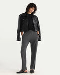 Rareism Women's Trunky Dark Grey Cotton Blend Plain Ankle Length Straight Fit Track Pant