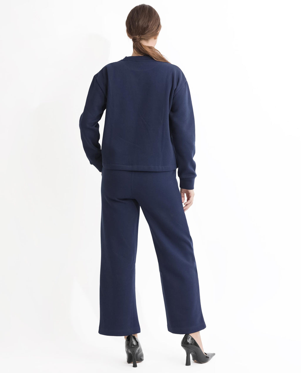 Rareism Women's Tuppen Navy Polyester Blend Crew Neck Printed Relaxed Fit Sweatshirt