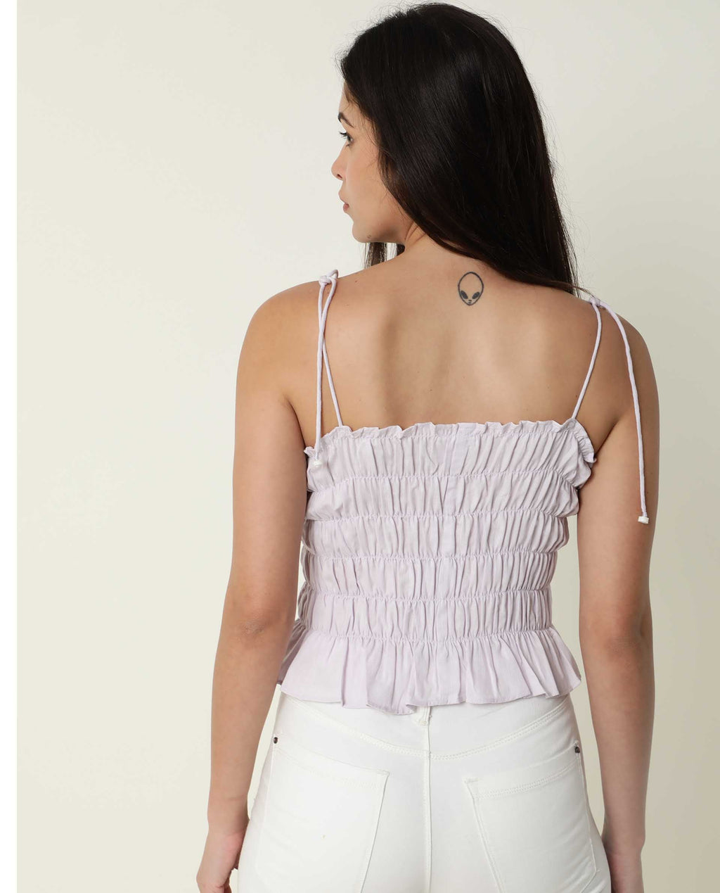 Rareism Women's Mappy Lilac Tube Neck Plain Sleeveless Knee Length Tailored Top