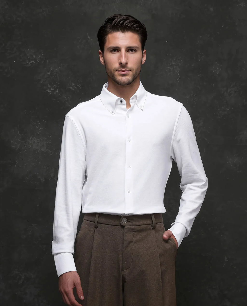 Rare Rabbit Men's Vane White Cotton Plain Regular Fit Full Sleeve Button-Down Collar Shirt
