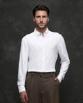Rare Rabbit Men's Vane White Cotton Plain Regular Fit Full Sleeve Button-Down Collar Shirt