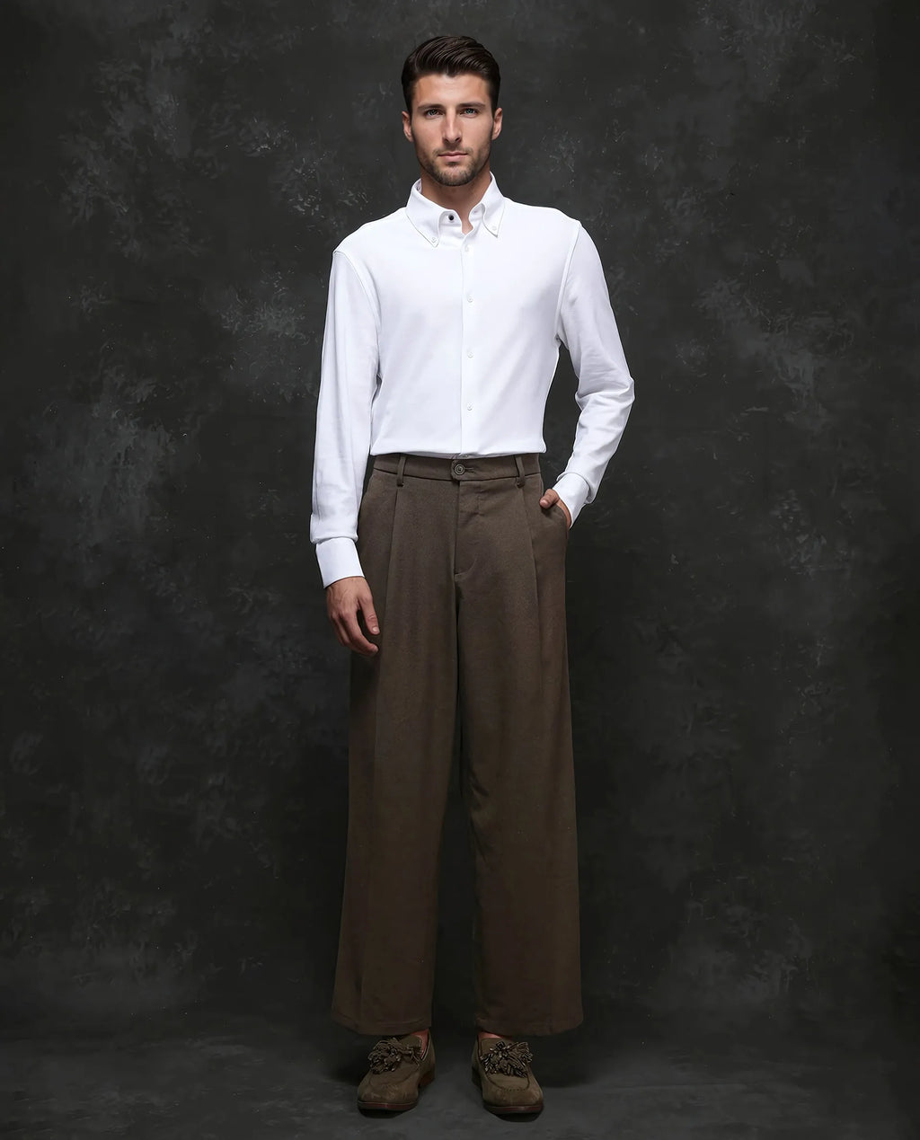 Rare Rabbit Men's Vane White Cotton Plain Regular Fit Full Sleeve Button-Down Collar Shirt