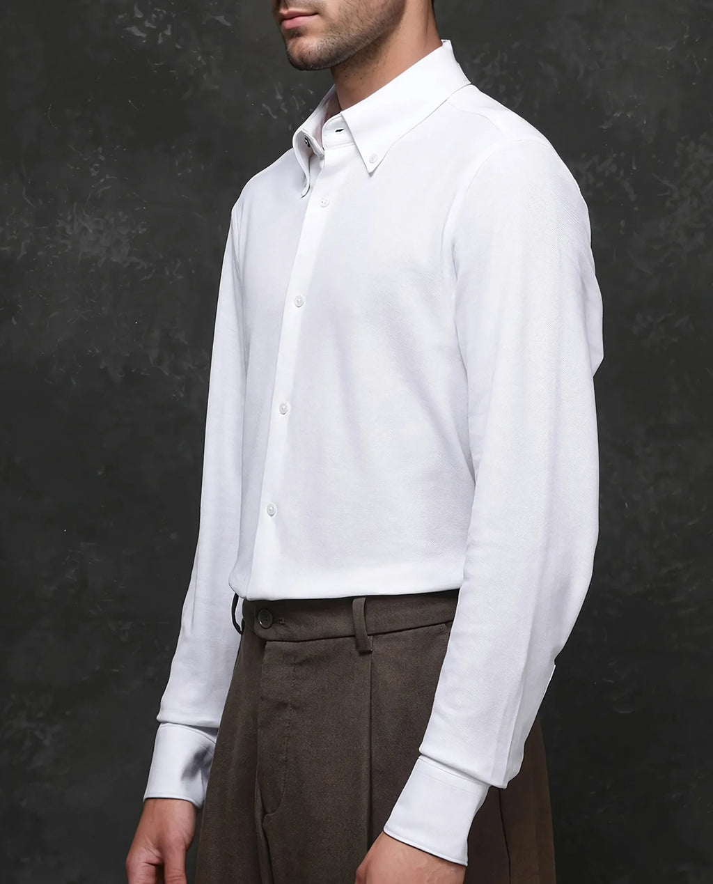 Rare Rabbit Men's Vane White Cotton Plain Regular Fit Full Sleeve Button-Down Collar Shirt