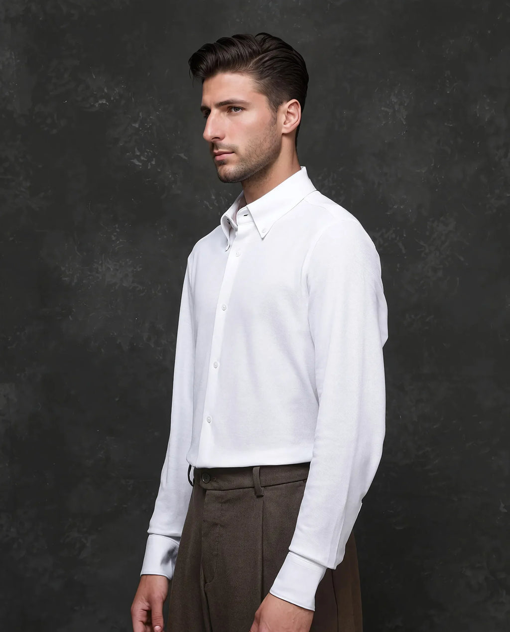 Rare Rabbit Men's Vane White Cotton Plain Regular Fit Full Sleeve Button-Down Collar Shirt