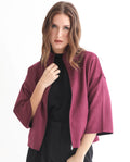 Rareism Women's Vasu 1 Pink Suede Mandarin Collar Plain Regular Fit Jacket