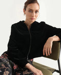 Rareism Women's Velbom-T Black Polyester Spread Collar Regular Fit Jacket