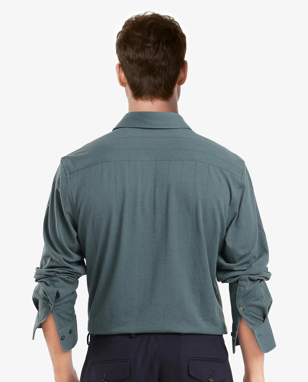 Rare Rabbit Men's Vert-3 Dusky Green Cotton Plain Regular Fit Full Sleeve Collared Shirt