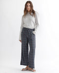 Rareism Women's Victo Grey Cotton Geometric Print Ankle Length Tailored Trouser