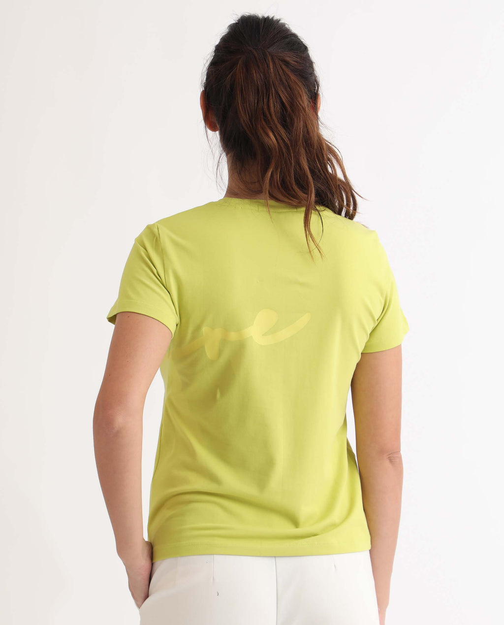 Rareism Women's Vivian Flouroscent Green Cotton Crew Neck Graphic Print Regular Fit T-Shirt