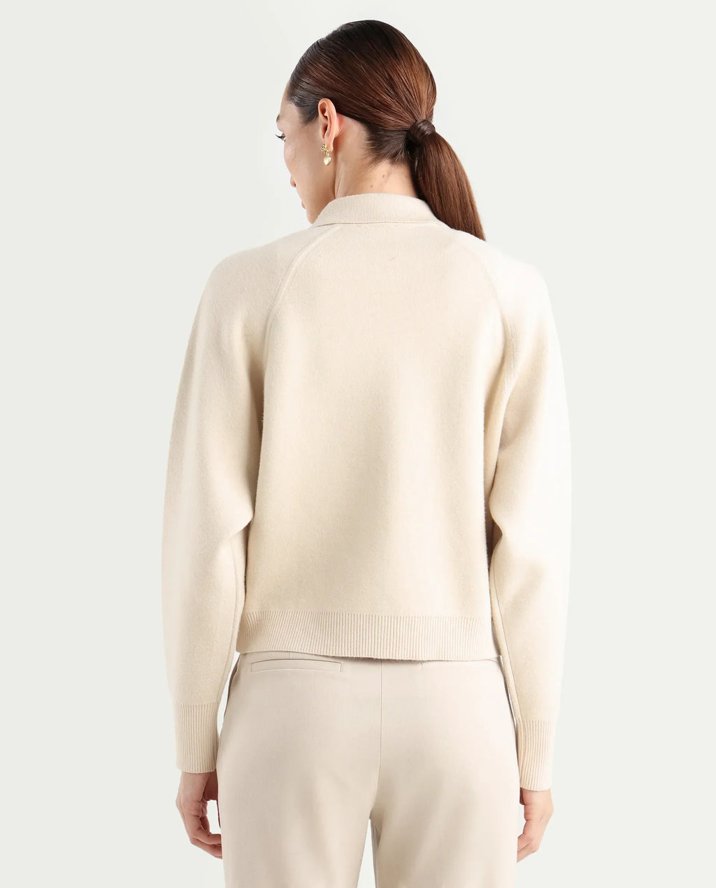 Rareism Women's Wedzo Off White Viscose Blend Spread Collar Regular Fit Plain Jacket