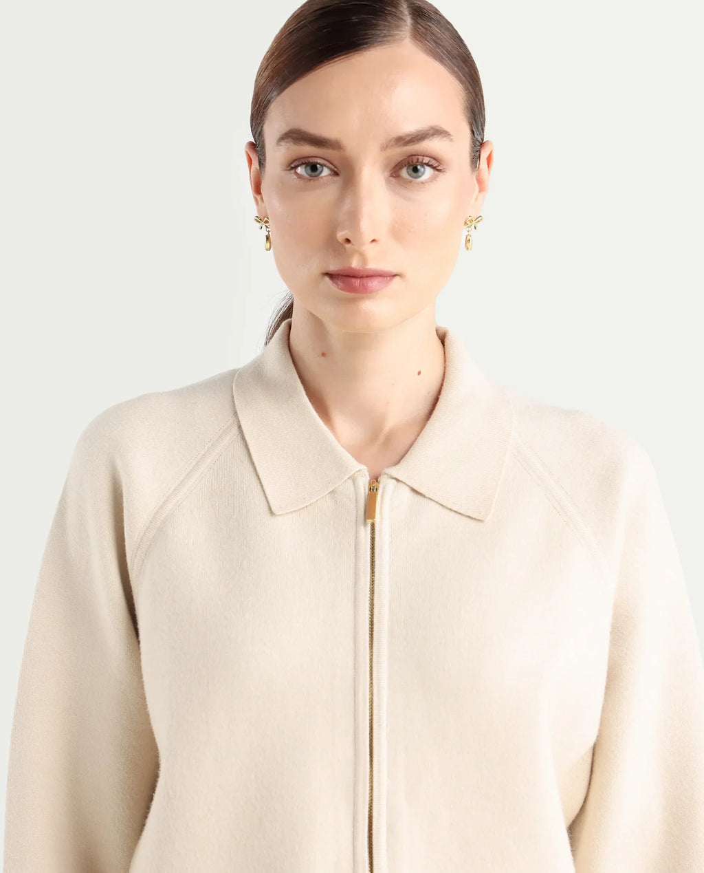 Rareism Women's Wedzo Off White Viscose Blend Spread Collar Regular Fit Plain Jacket