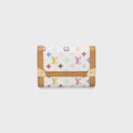 WGACA Louis Vuitton x Takashi Murakami Monogram Porte Monnaie Plat Coin Wallet- White / Multi