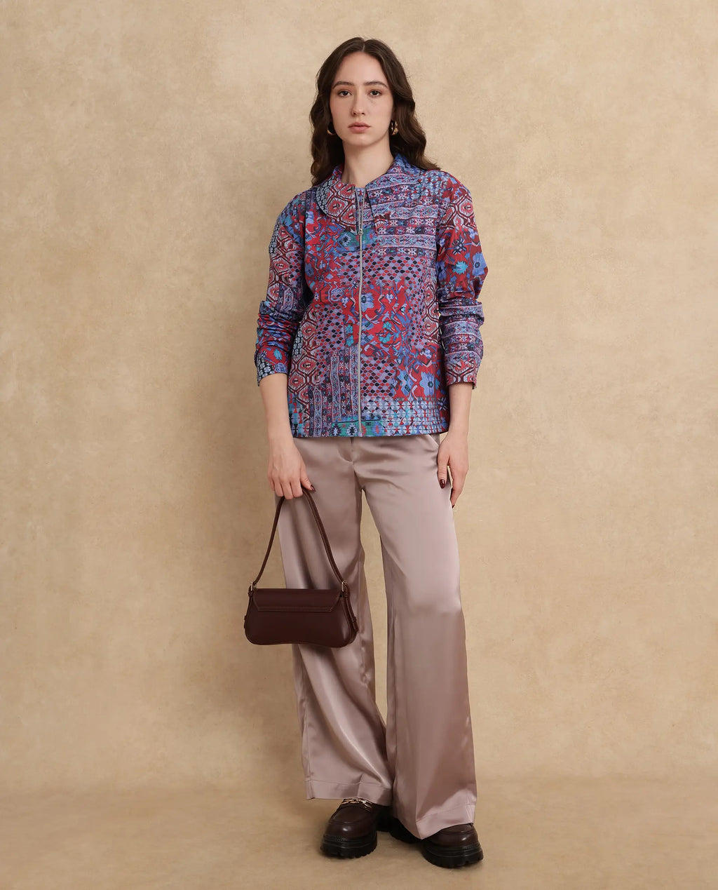 Rareism Women's Xany Multi Cotton Spread Collar Abstract Print Regular Fit Top