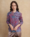 Rareism Women's Xany Multi Cotton Spread Collar Abstract Print Regular Fit Top