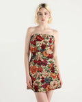 Rareism Women's Yolor - Multi Polyester Blend Tube Neck Jacquard Sleeveless Mini Fit And Flare Dress