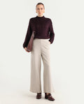 Rareism Women's Zella Dark Maroon Acrylic Blend High Neck Plain Regular Fit Sweater