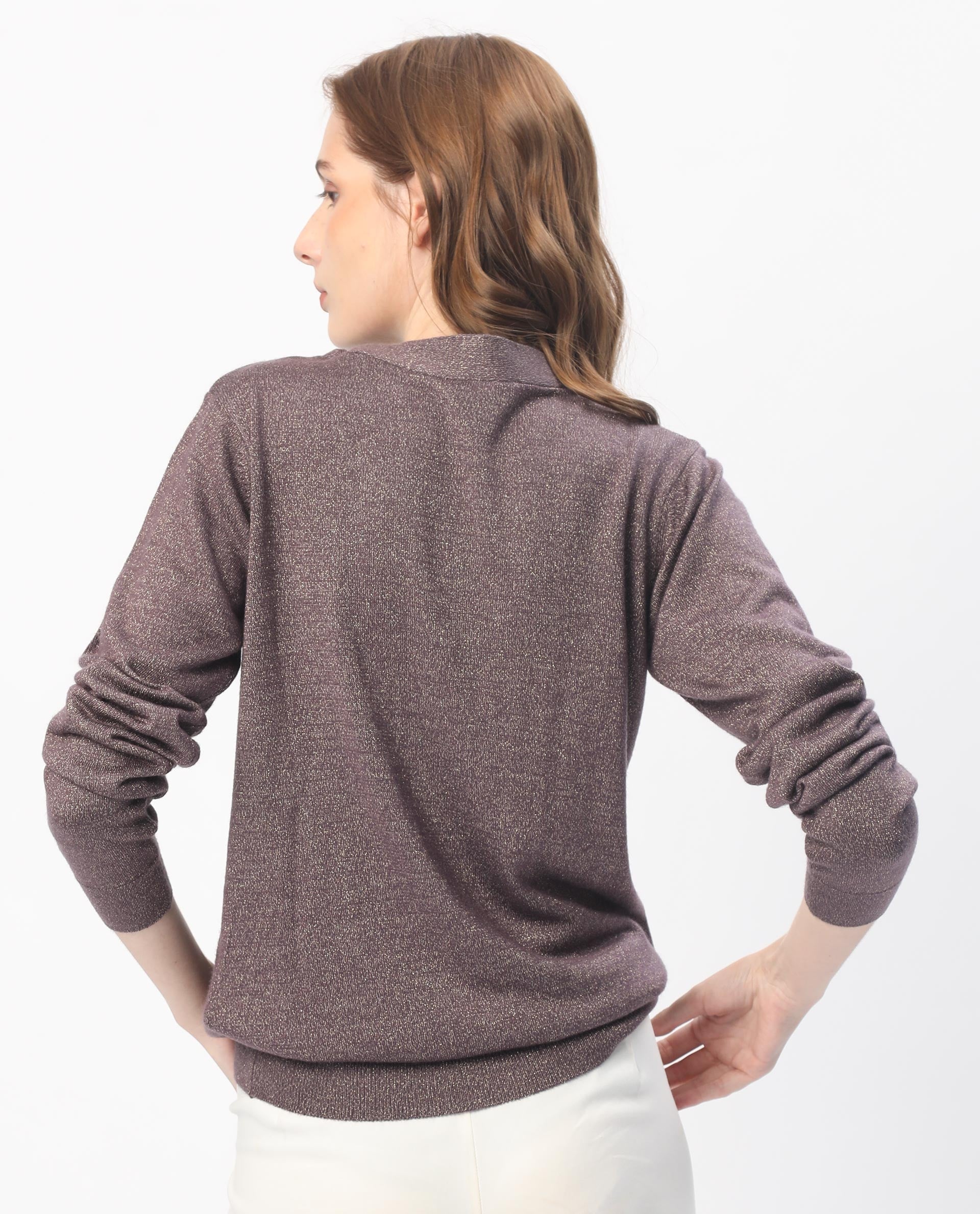 Rareism Women's Zener Pastel Purple Acrylic High Neck Plain Regular Fit Sweater
