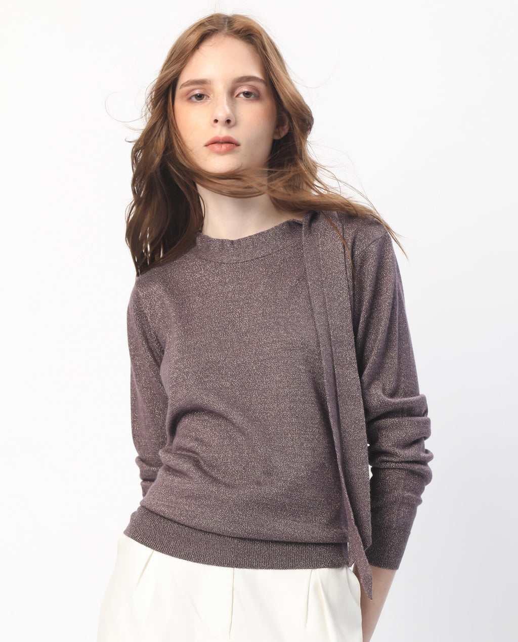 Rareism Women's Zener Pastel Purple Acrylic High Neck Plain Regular Fit Sweater