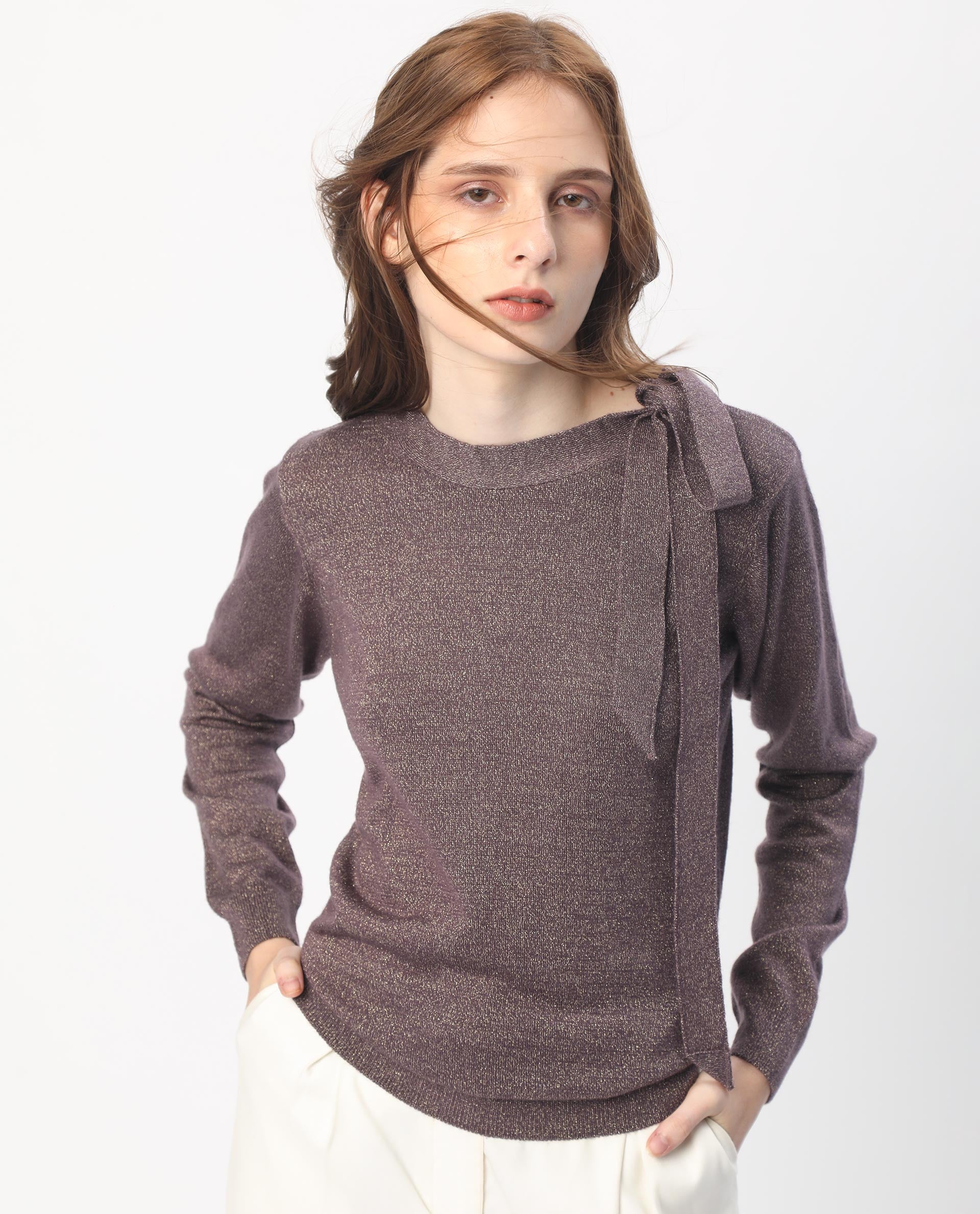 Rareism Women's Zener Pastel Purple Acrylic High Neck Plain Regular Fit Sweater