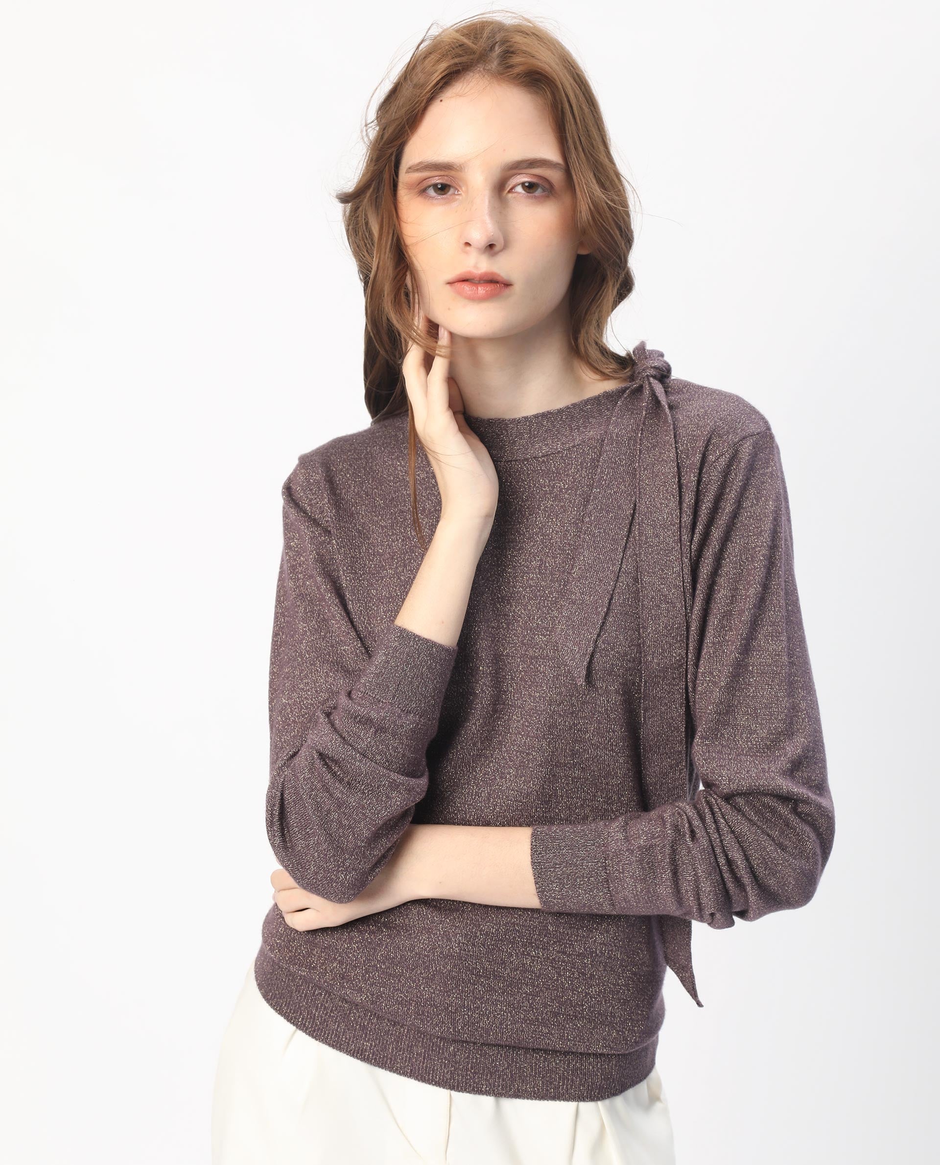 Rareism Women's Zener Pastel Purple Acrylic High Neck Plain Regular Fit Sweater