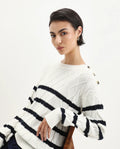 Rareism Women's Zerna White Cotton Crew Neck Regular Fit Sweater