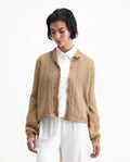 Rareism Women's Zika Khaki Acrylic Blend Spread Collar Regular Fit Sweater