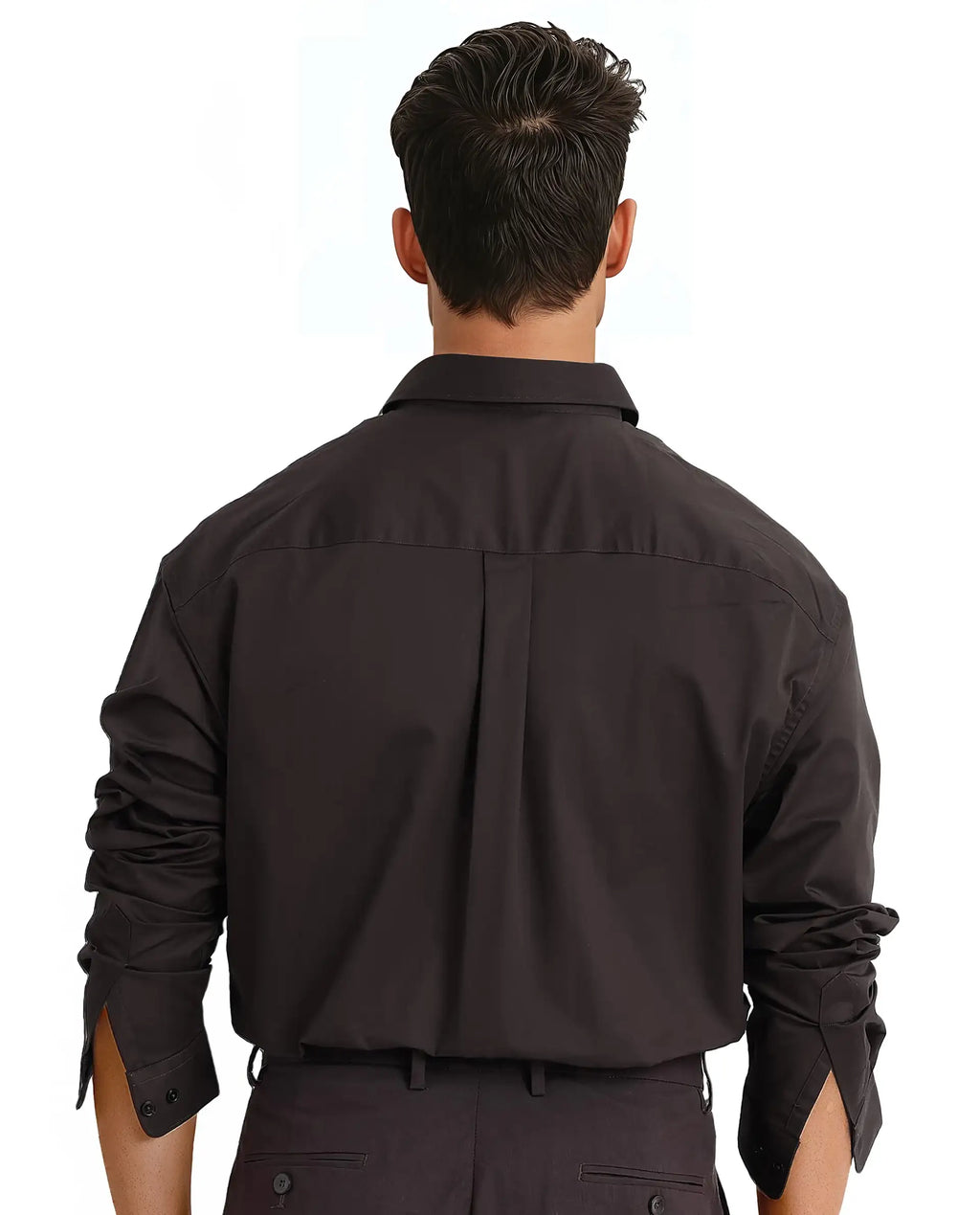 Rare Rabbit Men's Zord Dark Brown Cotton Plain Boxy Fit Full Sleeve Collared Shirt