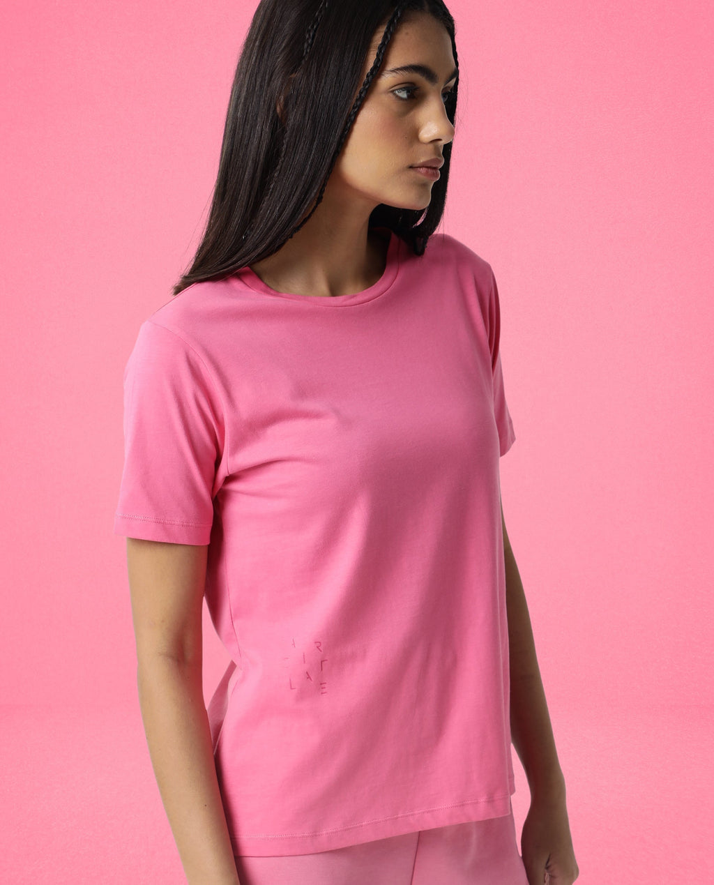 Rareism Women's Light Weight High Stretch 180 Gsm Cotton Crew Neck Plain Regular Fit T-Shirt