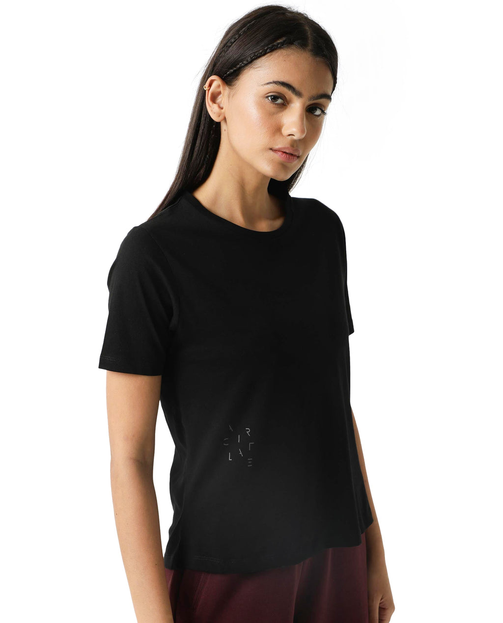 Rareism Women's Light Weight High Stretch 180 Gsm Cotton Crew Neck Plain Regular Fit T-Shirt