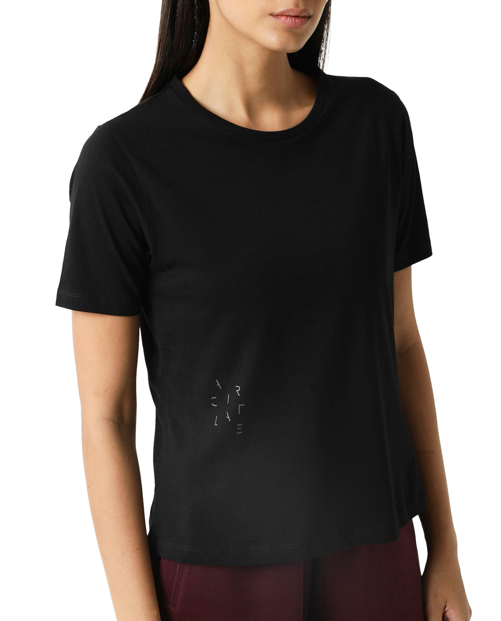 Rareism Women's Light Weight High Stretch 180 Gsm Cotton Crew Neck Plain Regular Fit T-Shirt