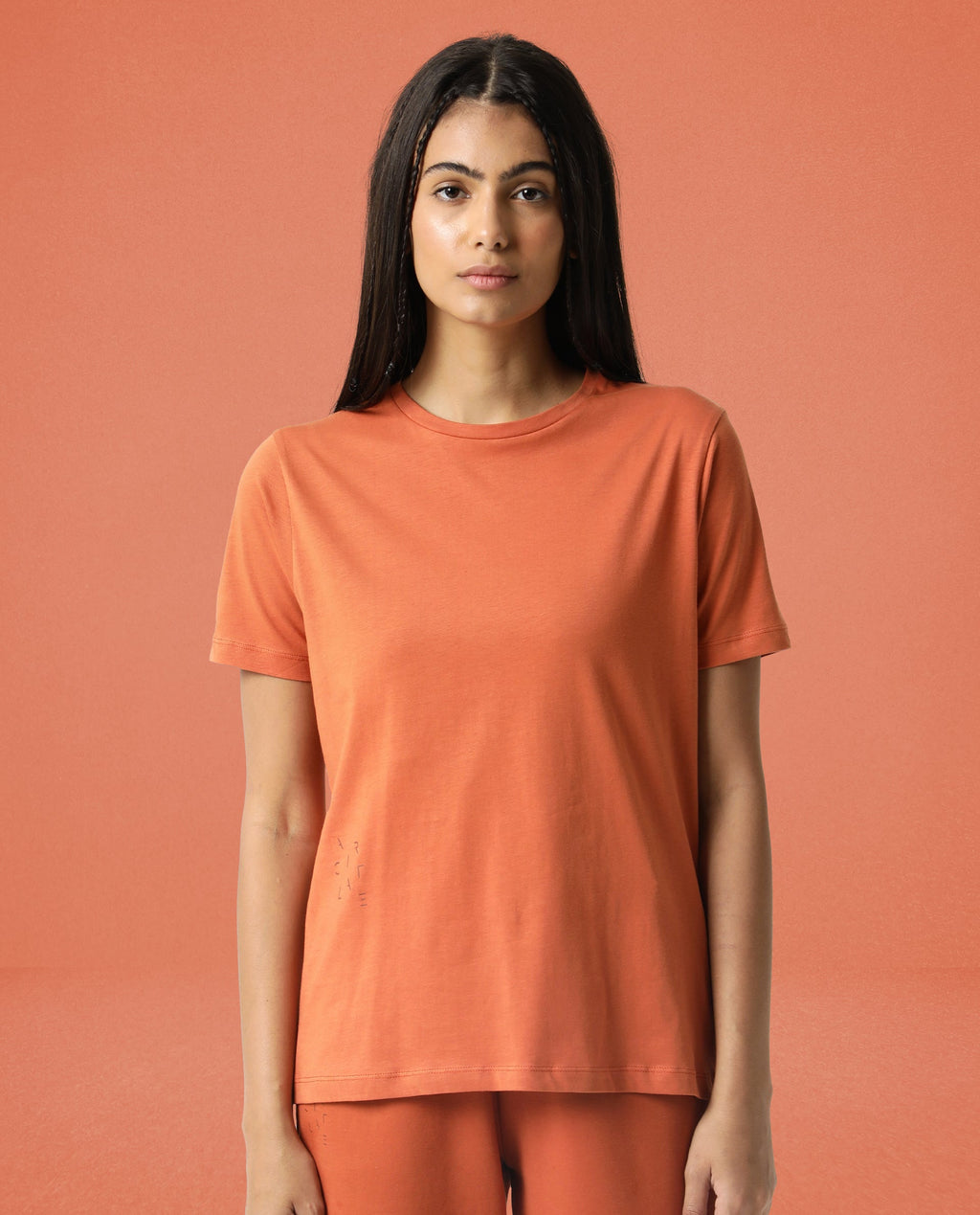 Rareism Women's Light Weight High Stretch 180 Gsm Cotton Crew Neck Plain Regular Fit T-Shirt