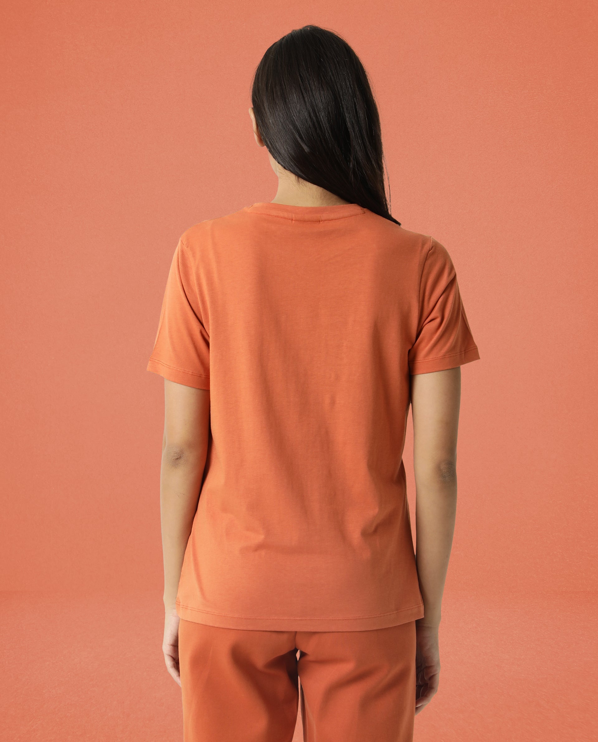 Rareism Women's Light Weight High Stretch 180 Gsm Cotton Crew Neck Plain Regular Fit T-Shirt