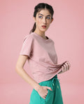 Rareism Women's Light Weight High Stretch 180 Gsm Cotton Crew Neck Plain Regular Fit T-Shirt